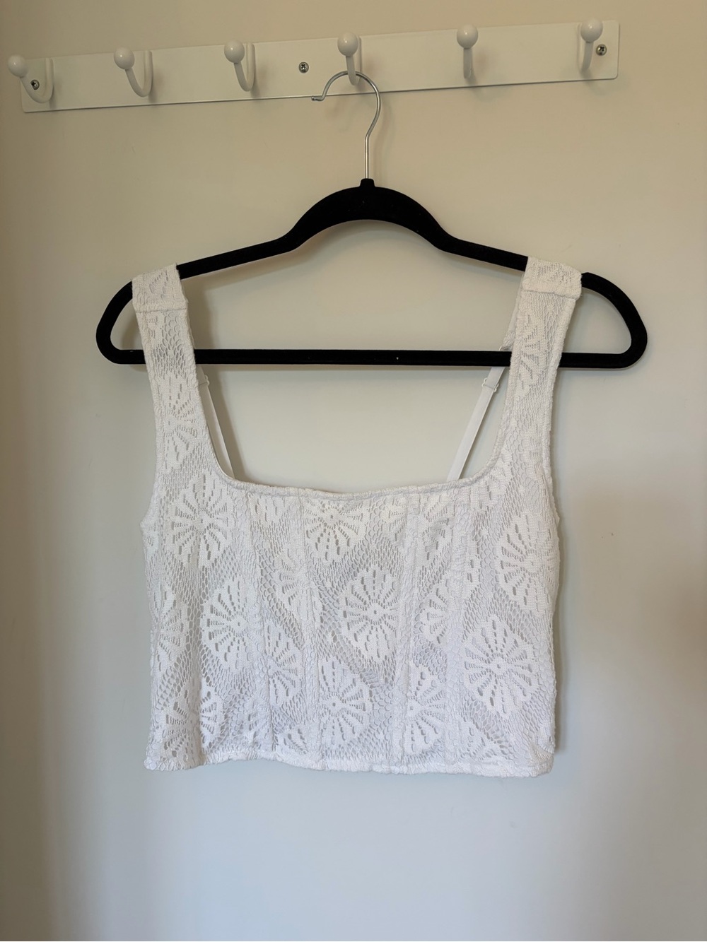 American Age White Lace Square-Neck Camisole Crop Top
